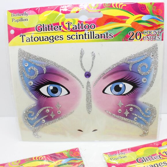 7 PK Self Adhesive Face Sticker Gems Glitter Jewel Temporary Butterfly Tattoo - Picture 2 of 3